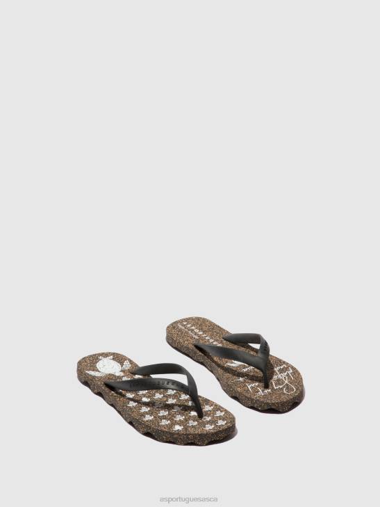 Asportuguesas Flip-Flops Men BLACK & BLACK STRAP BEACH FLIP-FLOPS TURTLE 226H172