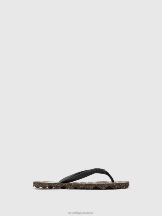 Asportuguesas Flip-Flops Men BLACK & BLACK STRAP BEACH FLIP-FLOPS TURTLE 226H172