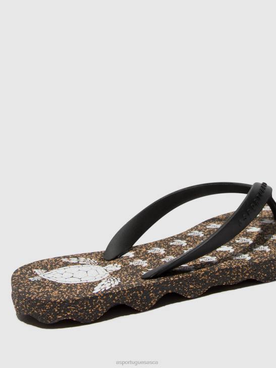 Asportuguesas Flip-Flops Men BLACK & BLACK STRAP BEACH FLIP-FLOPS TURTLE 226H172