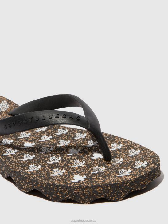 Asportuguesas Flip-Flops Men BLACK & BLACK STRAP BEACH FLIP-FLOPS TURTLE 226H172
