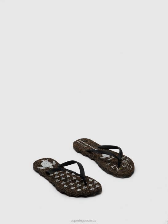 Asportuguesas Flip-Flops Men BLACK RUBBER STRAP BEACH FLIP-FLOPS TURTLE 226H171