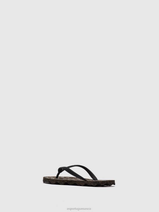 Asportuguesas Flip-Flops Men BLACK RUBBER STRAP BEACH FLIP-FLOPS TURTLE 226H171
