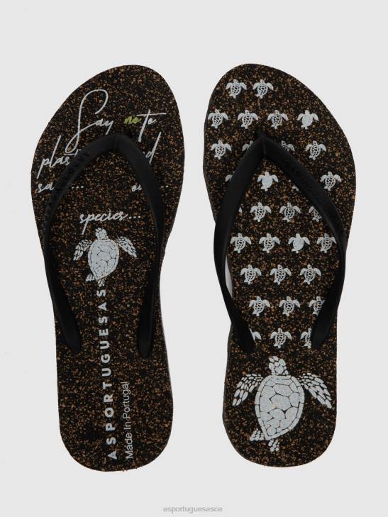 Asportuguesas Flip-Flops Men BLACK RUBBER STRAP BEACH FLIP-FLOPS TURTLE 226H171