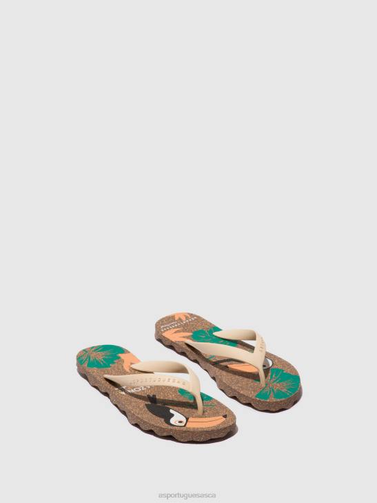 Asportuguesas Flip-Flops Men BROWN & CREAM STRAP BEACH FLIP-FLOPS AMAZONIA 226H186
