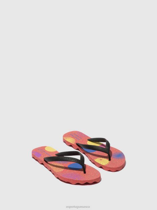 Asportuguesas Flip-Flops Men RED & BLACK STRAP BEACH FLIP-FLOPS CORALS 226H179