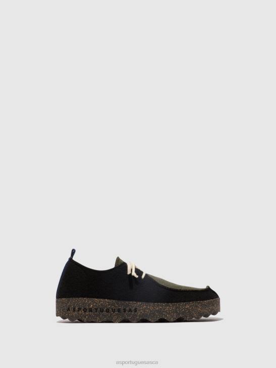 Asportuguesas Shoes Men BLACK/MILITARY GREEN LACE-UP SHOES CHAT 226H208