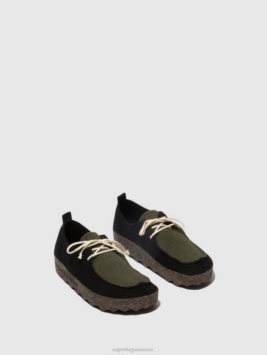 Asportuguesas Shoes Men BLACK/MILITARY GREEN LACE-UP SHOES CHAT 226H208