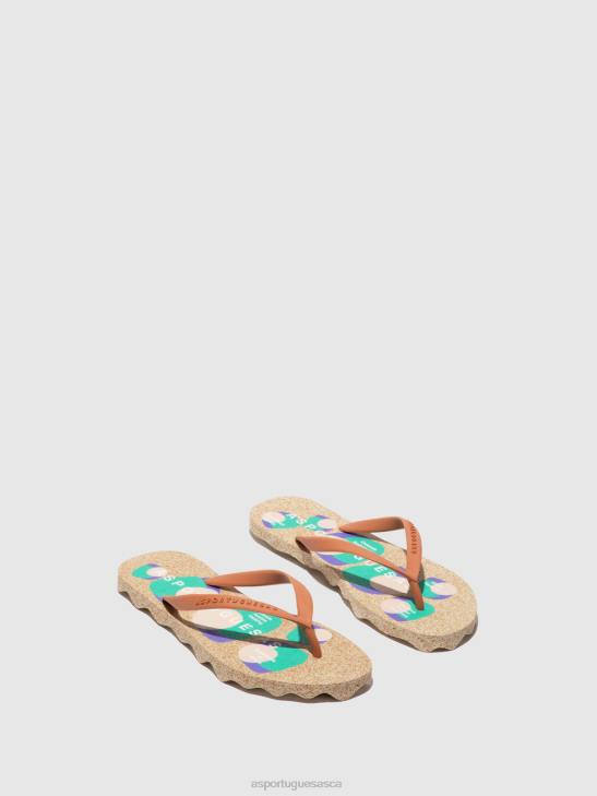 Asportuguesas Flip-Flops Women BROWN RUBBER STRAP BEACH FLIP-FLOPS OAKTREES 226H2
