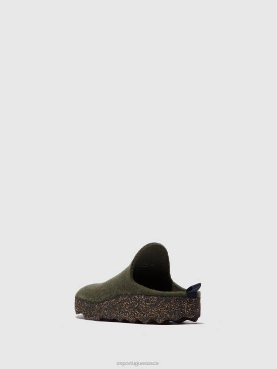 Asportuguesas Mules Women MILITARY GREEN ROUND TOE MULES COME 226H124