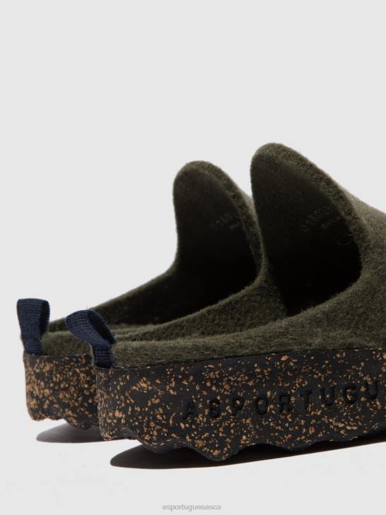 Asportuguesas Mules Women MILITARY GREEN ROUND TOE MULES COME 226H124