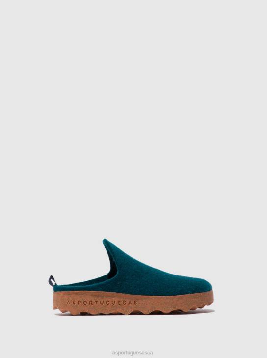 Asportuguesas Mules Women PEACOCK BLUE ROUND TOE MULES COME 226H132