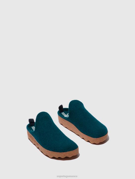 Asportuguesas Mules Women PEACOCK BLUE ROUND TOE MULES COME 226H132