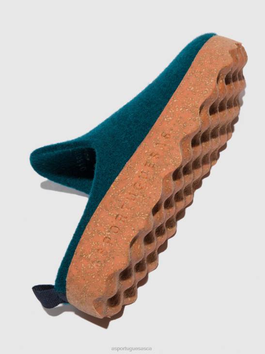 Asportuguesas Mules Women PEACOCK BLUE ROUND TOE MULES COME 226H132