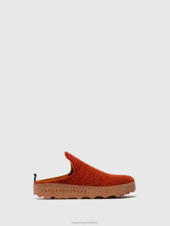 Asportuguesas Mules Women RED ORANGE ROUND TOE MULES COME 226H122