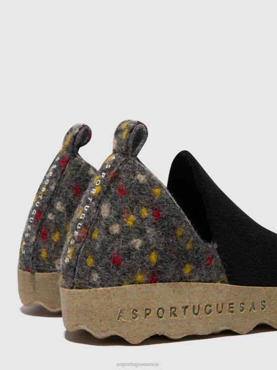 Asportuguesas Shoes Women BLACK FELT DEHOR ROUND TOE SHOES CITY 226H107