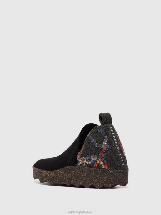 Asportuguesas Shoes Women BLACK FELT PRESENTE ROUND TOE SHOES CITY 226H71