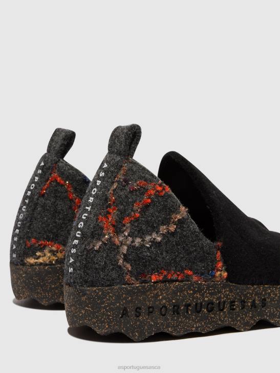 Asportuguesas Shoes Women BLACK FELT PRESENTE ROUND TOE SHOES CITY 226H71