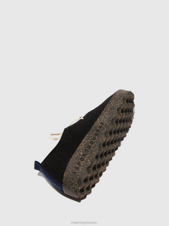 Asportuguesas Shoes Women BLACK/MILITARY GREEN LACE-UP SHOES CHAT 226H106
