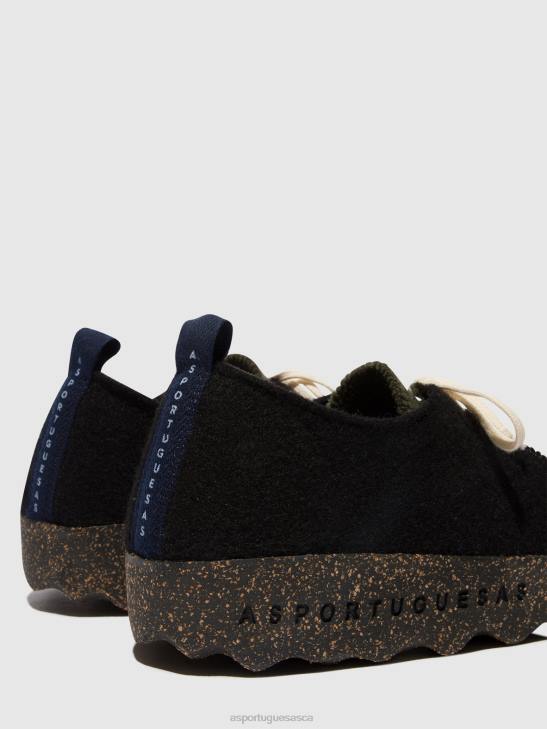 Asportuguesas Shoes Women BLACK/MILITARY GREEN LACE-UP SHOES CHAT 226H106