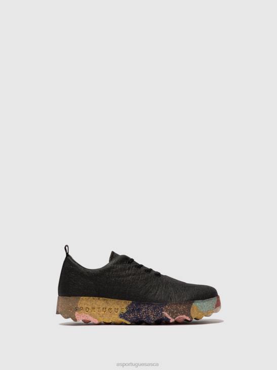 Asportuguesas Shoes Women CHARCOAL PINATEX & MULTICOLOR SOLE SLIP-ON SHOES CAMP 226H40