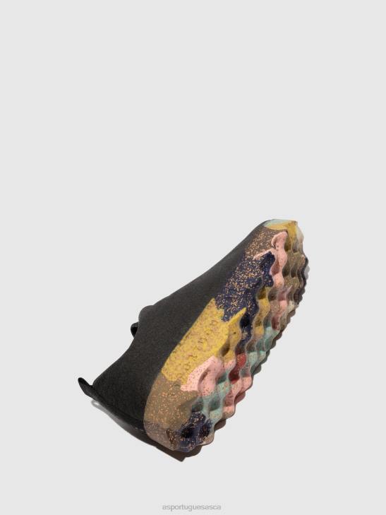 Asportuguesas Shoes Women CHARCOAL PINATEX & MULTICOLOR SOLE SLIP-ON SHOES CAMP 226H40