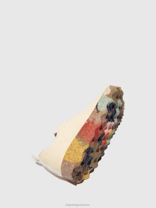 Asportuguesas Shoes Women CREAM PINATEX & MULTICOLOR SOLE SLIP-ON SHOES CAMP 226H61