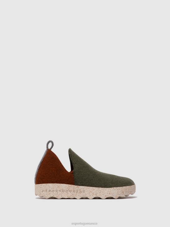 Asportuguesas Shoes Women MILITARY GREEN/ BROWN ROUND TOE SHOES CITY 226H96