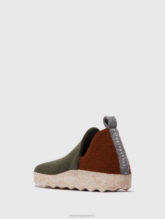 Asportuguesas Shoes Women MILITARY GREEN/ BROWN ROUND TOE SHOES CITY 226H96