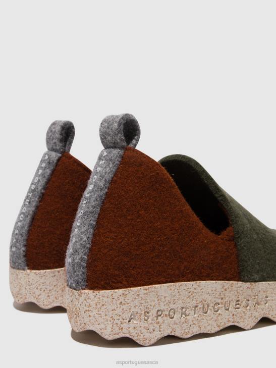 Asportuguesas Shoes Women MILITARY GREEN/ BROWN ROUND TOE SHOES CITY 226H96