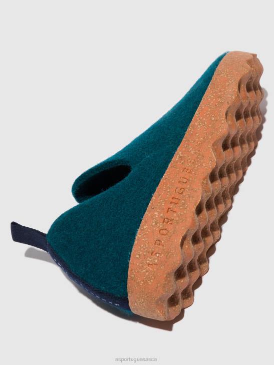 Asportuguesas Shoes Women PEACOCK BLUE ROUND TOE SHOES CITY 226H34